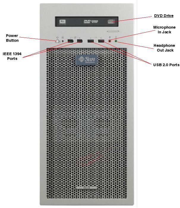 Sun Ultra 20 M2 Workstation Front Callout