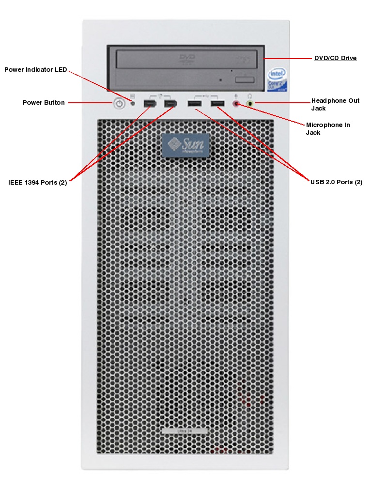 Sun Ultra 24 Workstation Front Callout