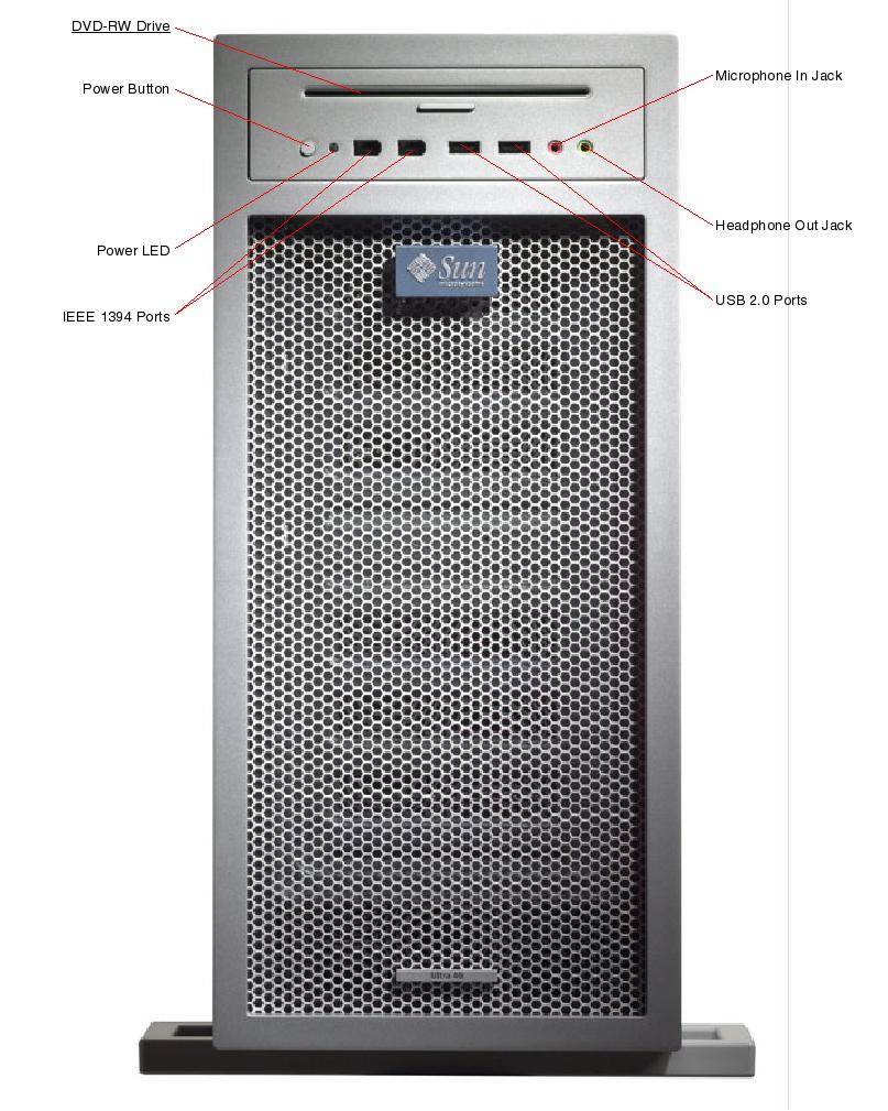 Sun Ultra 40 Workstation Front Callout